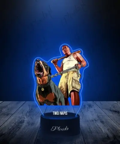 Lampka LED 3D Plexido z Nadrukiem Gra GTA V Franklin i Chop - 3