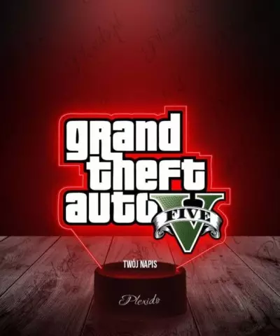 Lampka LED 3D Plexido z Nadrukiem GTA V Logo - 2
