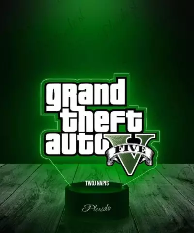 Lampka LED 3D Plexido z Nadrukiem GTA V Logo - 3