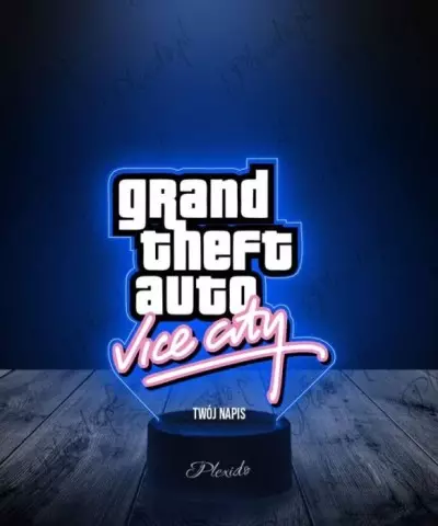 Lampka LED 3D Plexido z Nadrukiem Gra GTA Vice City Logo - 3