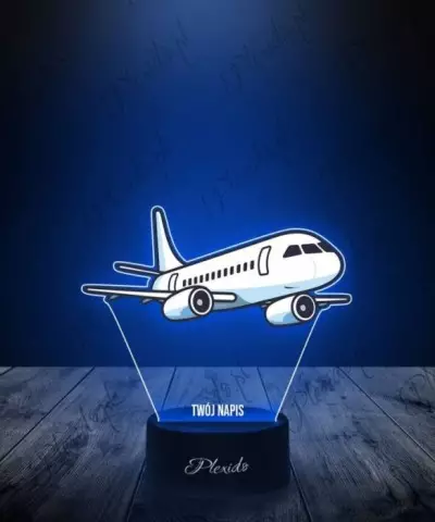 Lampka LED 3D Plexido z Nadrukiem Samolot Pasażerski - 2