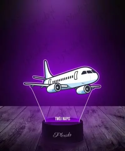Lampka LED 3D Plexido z Nadrukiem Samolot Pasażerski - 3