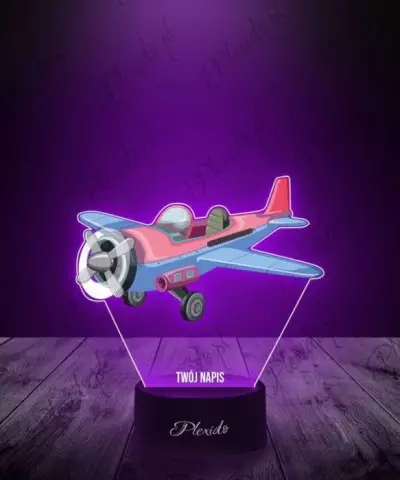 Lampka LED 3D Plexido z Nadrukiem Samolot Awionetka - 2