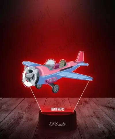Lampka LED 3D Plexido z Nadrukiem Samolot Awionetka - 3
