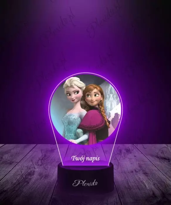 Lampka LED 3D Plexido z Nadrukiem Kraina Lodu Elsa i Anna - 1