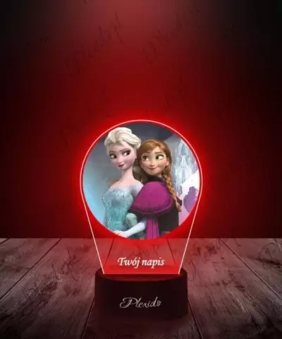 Lampka LED 3D Plexido z Nadrukiem Kraina Lodu Elsa i Anna - 3