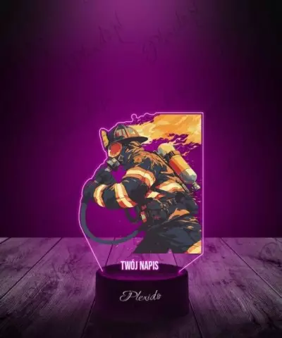 Lampka LED 3D Plexido z Nadrukiem Zawód Strażak - 2