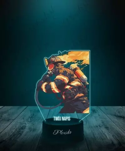 Lampka LED 3D Plexido z Nadrukiem Zawód Strażak - 3