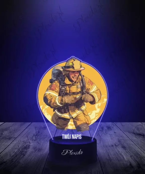 Lampka LED 3D Plexido z Nadrukiem Straż Pożarna Strażak - 1