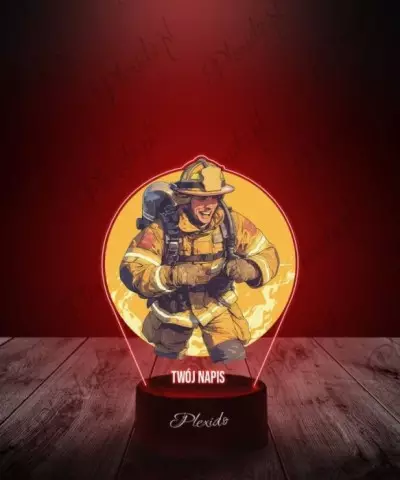 Lampka LED 3D Plexido z Nadrukiem Straż Pożarna Strażak - 2