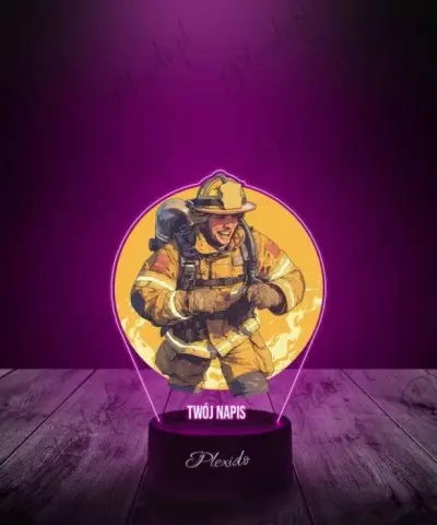 Lampka LED 3D Plexido z Nadrukiem Straż Pożarna Strażak - 3