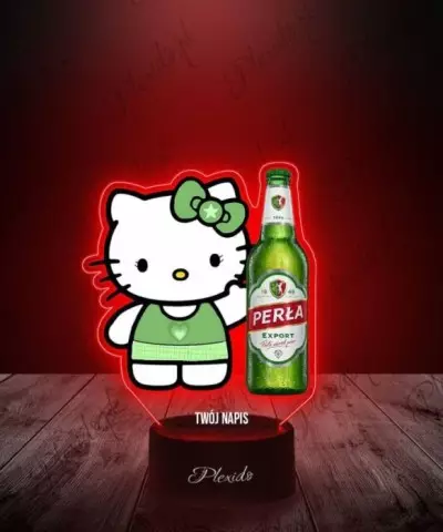 Lampka LED 3D Plexido z Nadrukiem Hello Kitty z Piwem - 1