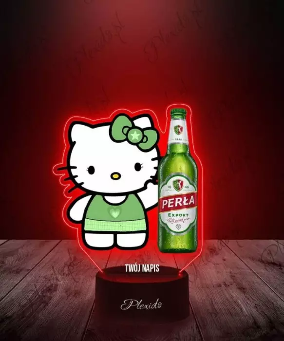 Lampka LED 3D Plexido z Nadrukiem Hello Kitty z Piwem - 1