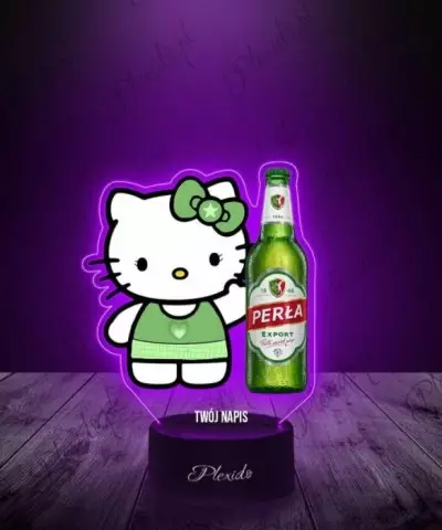 Lampka LED 3D Plexido z Nadrukiem Hello Kitty z Piwem - 3