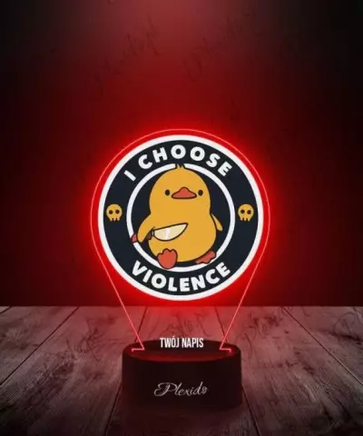 Lampka LED 3D Plexido z Nadrukiem Kaczka I Choose Violecne - 3