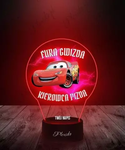 Lampka LED 3D Plexido z Nadrukiem Auto Zygzak McQueen - 1