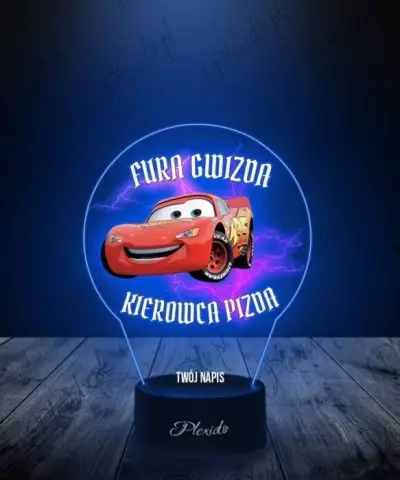 Lampka LED 3D Plexido z Nadrukiem Auto Zygzak McQueen - 2