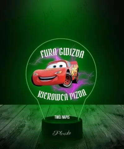 Lampka LED 3D Plexido z Nadrukiem Auto Zygzak McQueen - 3