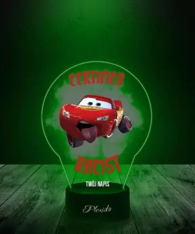 Lampka LED 3D Plexido z Nadrukiem Certified Racist Zygzak - 3