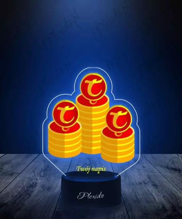 Lampka LED 3D Plexido z Nadrukiem Gra Tibia Coins - 1