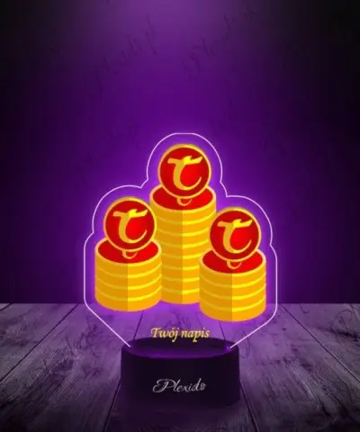 Lampka LED 3D Plexido z Nadrukiem Gra Tibia Coins - 3