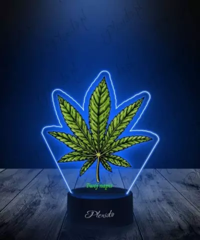 Lampka LED 3D Plexido z Nadrukiem Liść Konopii Marihuana - 1