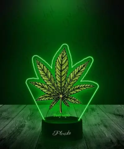 Lampka LED 3D Plexido z Nadrukiem Liść Konopii Marihuana - 2