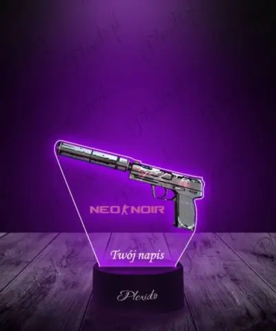 Lampka LED 3D Plexido z Nadrukiem CSGO Skin USP-S Neo Noir - 2