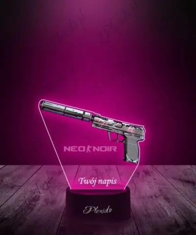 Lampka LED 3D Plexido z Nadrukiem CSGO Skin USP-S Neo Noir - 3