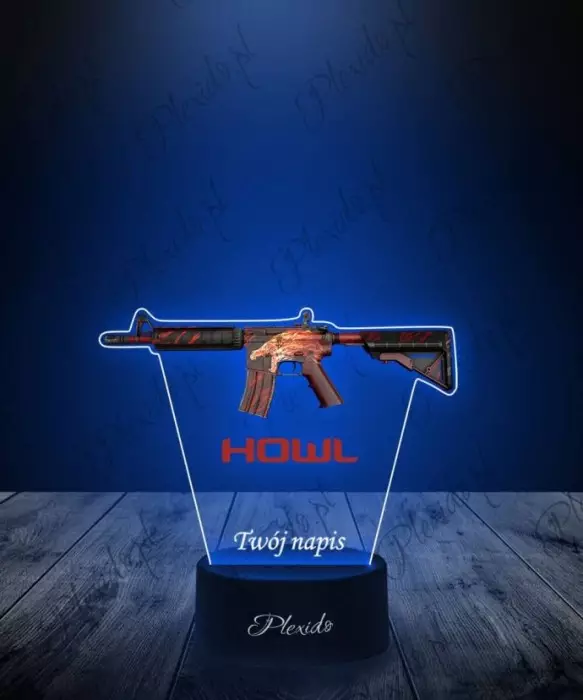 Lampka LED 3D Plexido z Nadrukiem CSGO Skin M4A4 Howl - 1