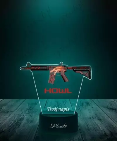 Lampka LED 3D Plexido z Nadrukiem CSGO Skin M4A4 Howl - 3