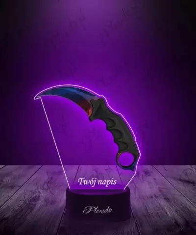 Lampka LED 3D Plexido z Nadrukiem CSGO Karambit Marble Fade - 1