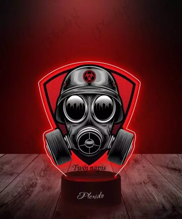 Lampka LED 3D Plexido z Nadrukiem Maska Przeciwgazowa Vixa - 1