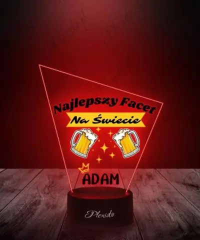 Lampka LED 3D Plexido z Nadrukiem Dzień Mężczyzny Piwa - 2