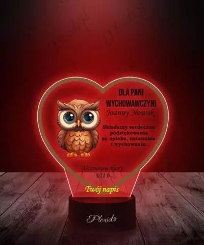 Lampka LED 3D Plexido z Nadrukiem Prezent Dzień Nauczyciela Życzenia - 2