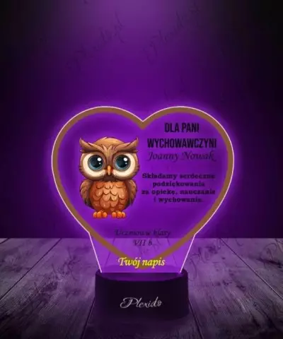 Lampka LED 3D Plexido z Nadrukiem Prezent Dzień Nauczyciela Życzenia - 3