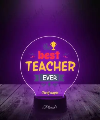 Lampka LED 3D Plexido z Nadrukiem Prezent Dzień Nauczyciela Najlepszy Nauczyciel - 3