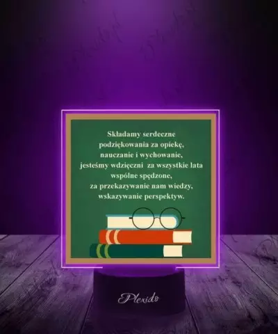 Lampka LED 3D Plexido z Nadrukiem Prezent Dzień Nauczyciela Podziękowanie - 3