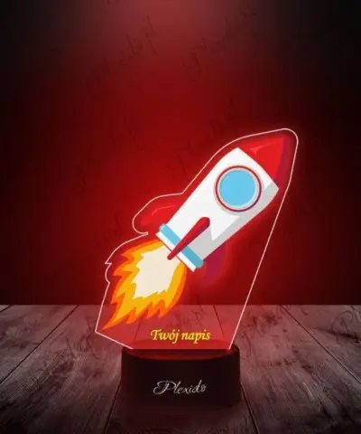 Lampka LED 3D Plexido z Nadrukiem Prezent Kosmos Rakieta - 3