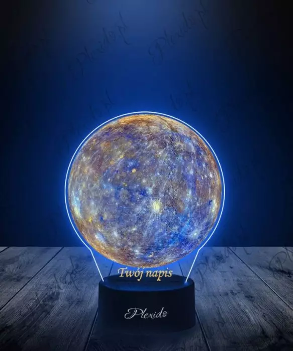 Lampka LED 3D Plexido z Nadrukiem Prezent Astronomia Planeta Merkury - 1