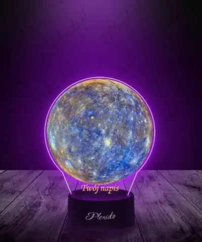 Lampka LED 3D Plexido z Nadrukiem Prezent Astronomia Planeta Merkury - 2
