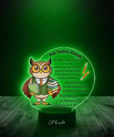 Lampka LED 3D Plexido z Nadrukiem Prezent Dzień Nauczyciela Sowa - 3