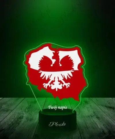 Lampka LED 3D Plexido z Nadrukiem Flaga Polski Godło - 2