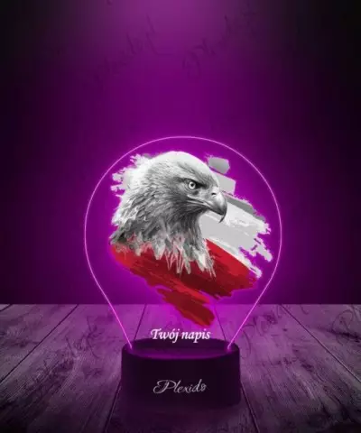 Lampka LED 3D Plexido z Nadrukiem Polska Orzeł Flaga - 1