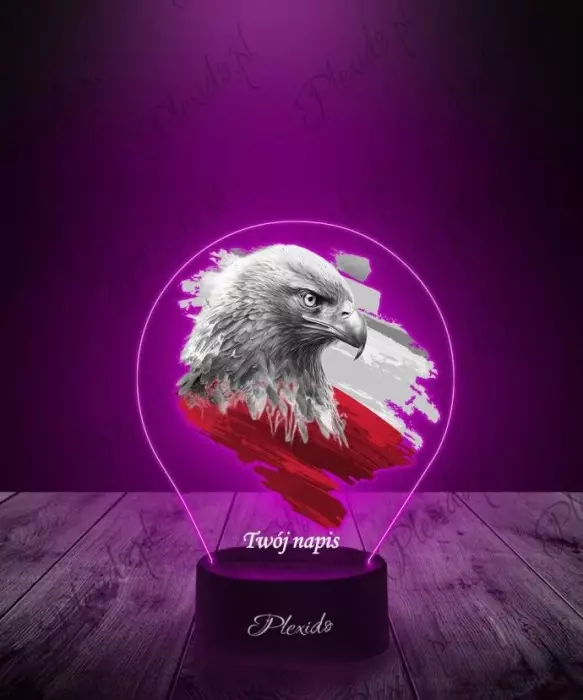 Lampka LED 3D Plexido z Nadrukiem Polska Orzeł Flaga - 1