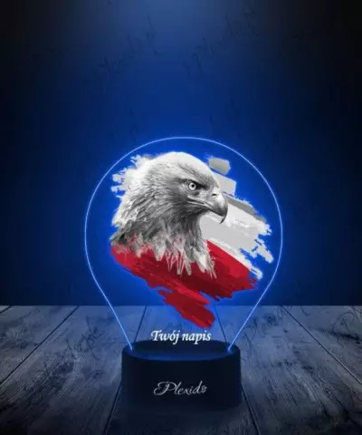 Lampka LED 3D Plexido z Nadrukiem Polska Orzeł Flaga - 3