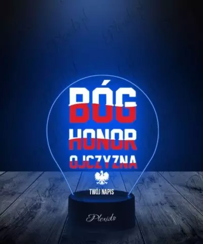Lampka LED 3D Plexido z Nadrukiem Honor Ojczyzna Polska - 2