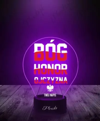 Lampka LED 3D Plexido z Nadrukiem Honor Ojczyzna Polska - 3
