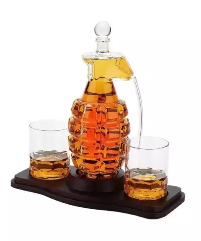 Zestaw do Whisky Karafka + 2 Szklanki na Prezent Granat