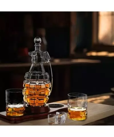 Zestaw do Whisky Karafka + 2 Szklanki na Prezent Granat